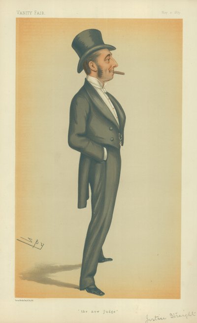 De Eerwaarde Mr. Justice Straight, De nieuwe rechter, 10 mei 1879, Vanity Fair cartoon door Leslie Matthew Ward