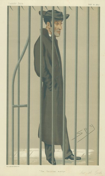 De eerwaarde Arthur Tooth, de christelijke martelaar, 10 februari 1877, Vanity Fair cartoon door Leslie Matthew Ward