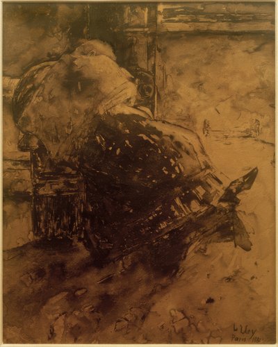 Vrouw bij de Open Haard door Lesser Ury