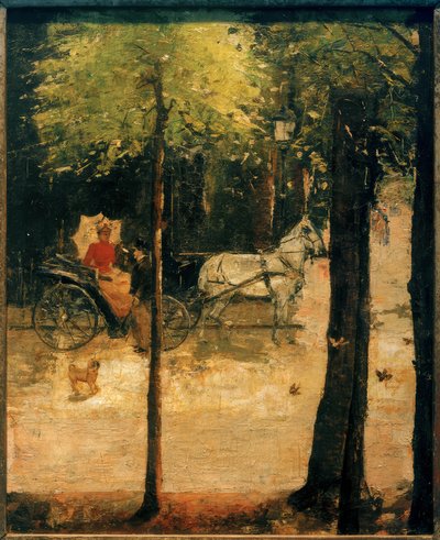 Lente in het Dierenpark (Dame in de Koets) door Lesser Ury