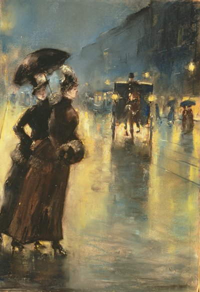 Lichten in de nacht, 1889 door Lesser Ury