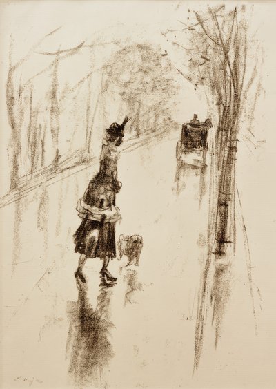 Meisje met hond door Lesser Ury