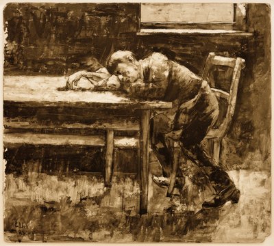 Slapende arbeider door Lesser Ury