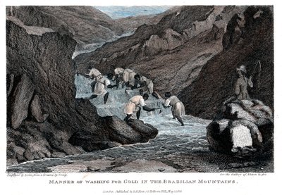 Manier van goudwassen in de Braziliaanse bergen, 1814 door Lester
