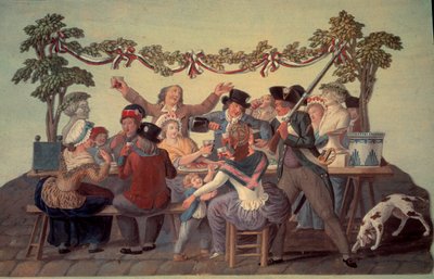 Franse Revolutie van 1789: De Republikeinse Maaltijd. Gouache van de gebroeders Lesueur (18e eeuw) door Lesueur Brothers