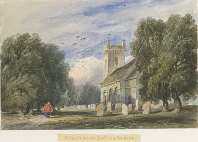Bradley-in-the-Moors Kerk: aquarel schilderij, nd [ca. 1830-1840] door Lewis John Wood