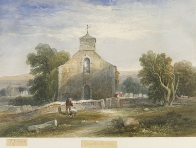 Onecote Kerk: aquarel schilderij, nd [ca. 1830-1840] door Lewis John Wood