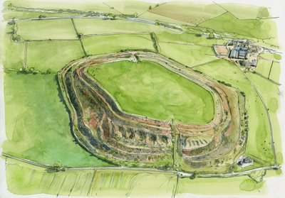 Oud Oswestry (aquarel op papier) door Liam Wales
