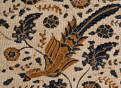 Batik met traditioneel ontwerp genaamd peksi podang, Surakarta, Java, Indonesië (detail) door Unbekannt Unbekannt