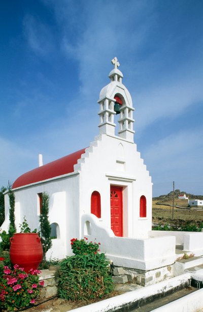 Kerk op eiland Mykonos, Cycladen, Griekenland door Unbekannt Unbekannt