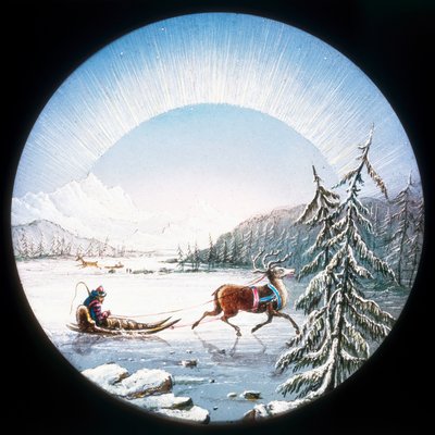 Lapland scène, handgekleurde toverlantaarnplaat door Unbekannt Unbekannt