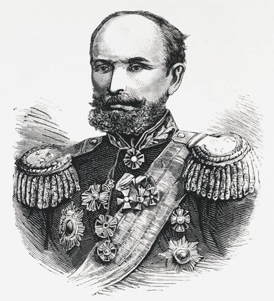 Portret van generaal Oklobjio, Russische commandant in de Kaukasus, Russisch-Turkse oorlog door Unbekannt Unbekannt