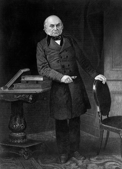 Portret van John Quincy Adams (1767-1848), Amerikaanse politicus en diplomaat die de 6e president van de Verenigde Staten was van 1825 tot 1829, gravure door Unbekannt Unbekannt