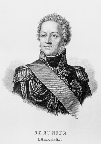 Portret van Prins Louis-Alexandre Berthier (1753-1815), Franse generaal, Maarschalk van Frankrijk en Minister van Oorlog van het Eerste Franse Keizerrijk, gravure door Unbekannt Unbekannt