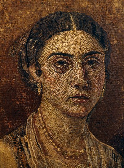Portret van een jonge vrouw, mozaïek uit Herculaneum. Romeinse beschaving door Unbekannt Unbekannt