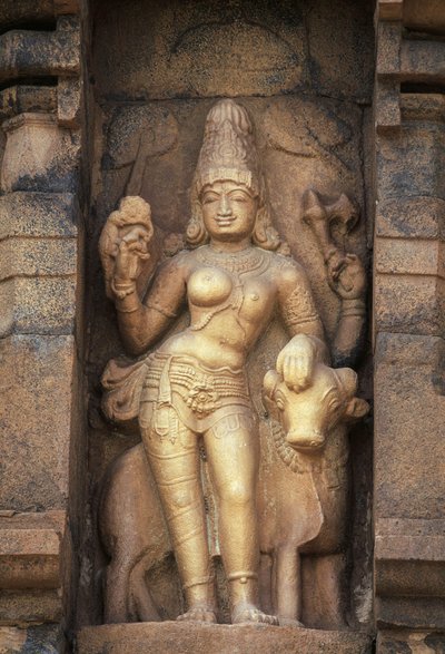 Reliëf dat Parvati uitbeeldt, Brihadisvara-tempel, Gangaikonda Cholapuram, Tamil Nadu, India door Unbekannt Unbekannt