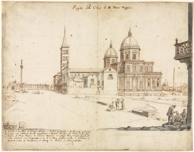 Achttien Zichten van Rome: De Basiliek van Santa Maria Maggiore, 1664 door Lievin Cruyl