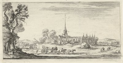 Landschap met klooster door Lievin Cruyl