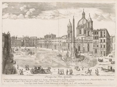 Piazza Navona uit "Prospectus Locurum Urbis Romae Insign[ium]" door Lievin Cruyl