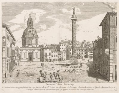 Trajans Zuil uit Prospectus Locurum Urbis Romae Insignium, 1666 door Lievin Cruyl