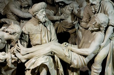 De graflegging en de flauwte van de Maagd (steen) door Ligier Richier