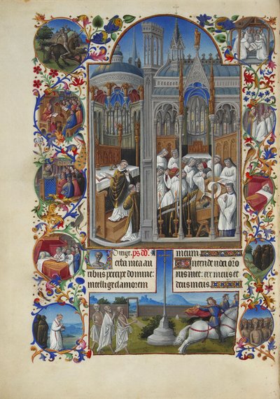 Très Riches Heures du duc de Berry Folio 86, verso - De Begrafenis van Raymond Diocrès door Limbourg Brothers
