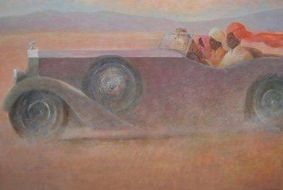 Drie + cheetah in een Rolls door Lincoln Seligman