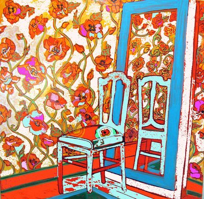 Stoel en spiegel, 2014 (gemengde techniek) door linda arthurs