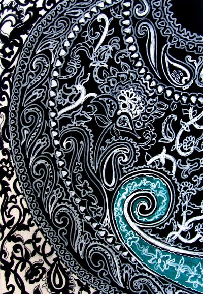 Paisley studie, 2016 (Inkt op aquarelpapier) door linda arthurs