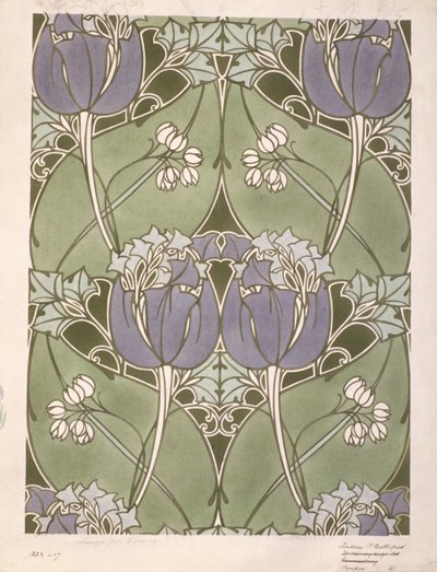 Ontwerp voor een gebloemd geweven textiel, c.1905 (aquarel op papier) door Lindsay P. Butterfield