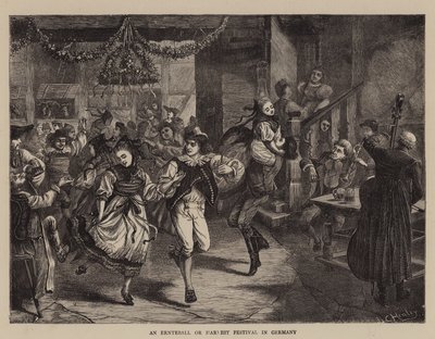 Een Ernteball of oogstfeest in Duitsland door Lionel Charles Henley