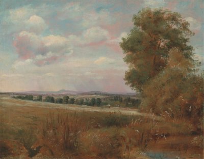 Landschap bij Hampstead, met Harrow in de verte door Lionel Constable