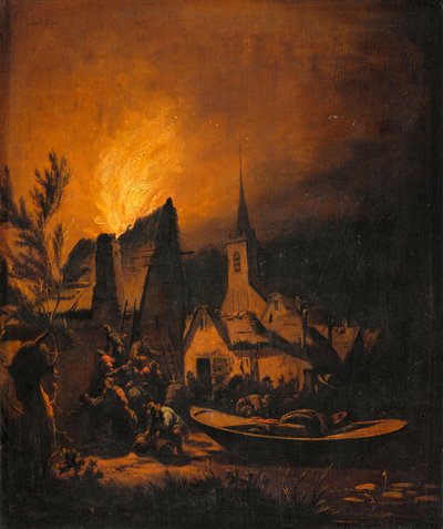 Brand in een dorp ... door Lionel Hamilton-Renwick
