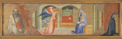 St. Benedictus - De annunciatie - Een knielende non door Lippo di Andrea