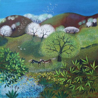 Lente-uitbarsting, 2025 (acrylverf op doek) door Lisa Graa Jensen
