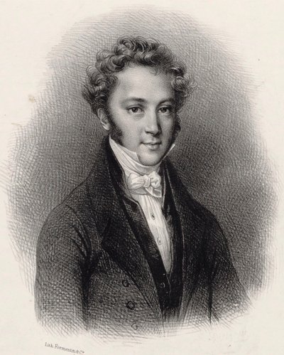Portret van pianist en componist Ignaz Moscheles 1794-1870 door Lithographie Formentin et C..