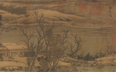 Stromen en bergen onder verse sneeuw, ca. laat 12e eeuw door Liu Songnian