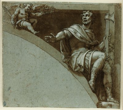 Ontwerp voor een Spandrel: Een Romeinse Martelaar en Twee Putti–Sint Judas de Apostel door Livio Agresti