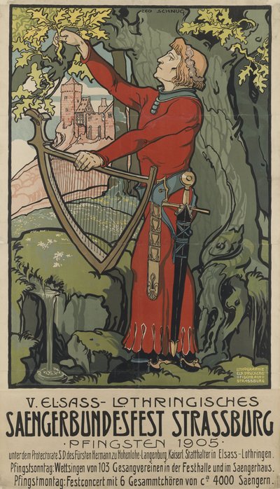 Saengerbundesfest zangersfestival Straatsburg, 1905 door Léo Schnug