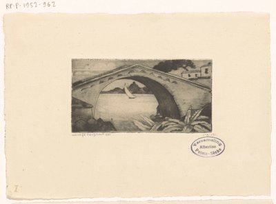 Brug op Corsica door Lodewijk Schelfhout (signed by artist)