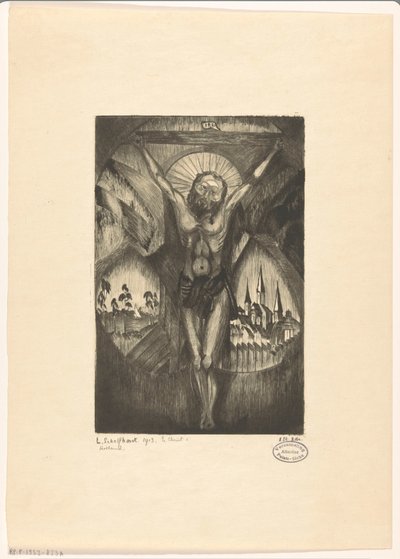 Christus aan het kruis door Lodewijk Schelfhout (signed by artist)