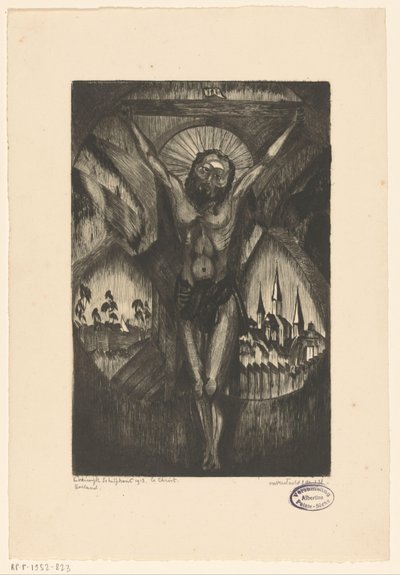 Christus aan het kruis door Lodewijk Schelfhout (signed by artist)