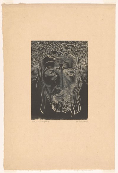 Christus met doornenkroon door Lodewijk Schelfhout (signed by artist)