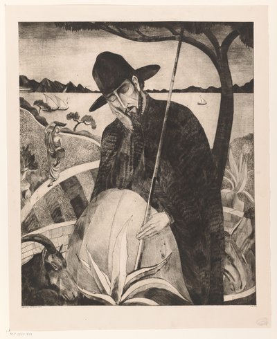 Corsicaanse herder door Lodewijk Schelfhout (signed by artist)
