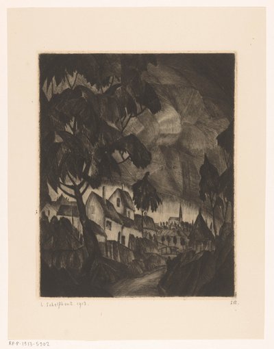 Onweersbui door Lodewijk Schelfhout (signed by artist)