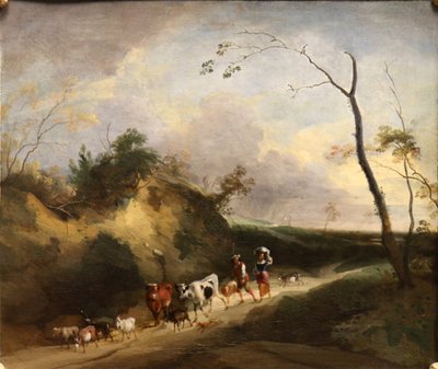 Landschap met figuren en dieren. door Lodewijk de Vadder