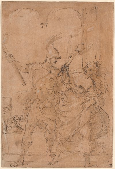 Alexander en Thaïs steken Persepolis in brand door Lodovico Carracci