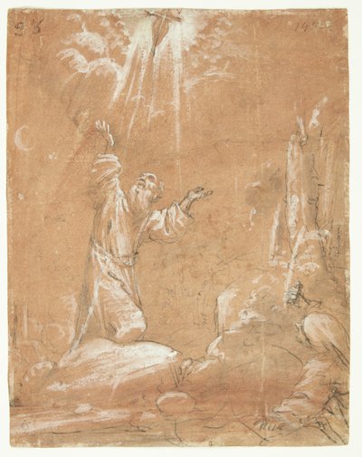 De heilige Franciscus van Assisi ontvangt de stigmata door Lodovico Carracci