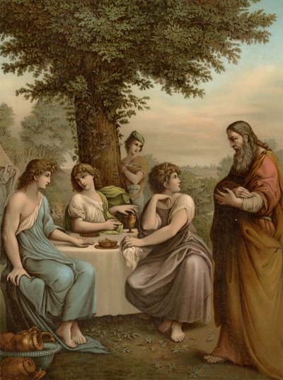 Abraham ontvangt Engelen door Lodovico after Carracci