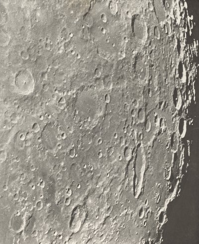 Fotografie van de maan Blancanus - Tycho - Schiller door Loewy et Puiseux